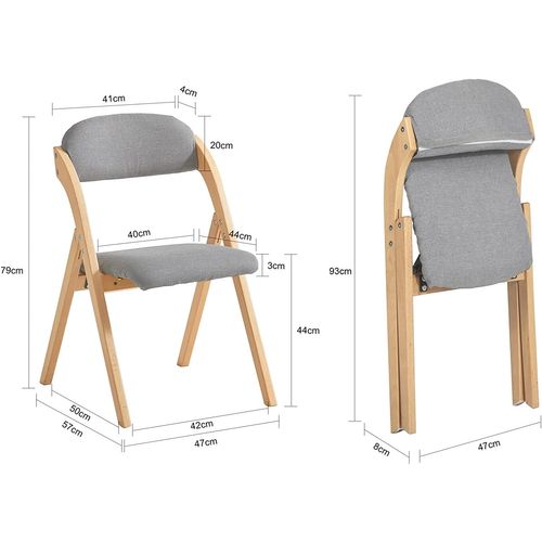 Chaise Pliante En Bois Avec Assise Et Dossier Rembourrés Fauteuil Chaise, Fst92-n