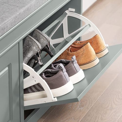 Banc De Rangement à Chaussures Armoire à Chaussures 2 Abattants Avec Coussin Confortable, Fsr64-hg
