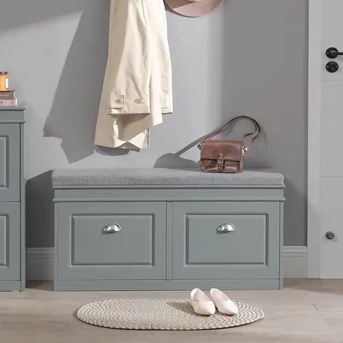 Banc De Rangement à Chaussures Armoire à Chaussures 2 Abattants Avec Coussin Confortable, Fsr64-hg