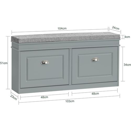 Banc De Rangement à Chaussures Armoire à Chaussures 2 Abattants Avec Coussin Confortable, Fsr64-hg