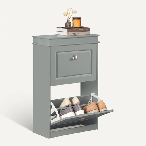 Meuble De Rangement à Chaussures 2 Abattants Meuble D'entrée Coffre Rangement Gris, Fsr78-hg