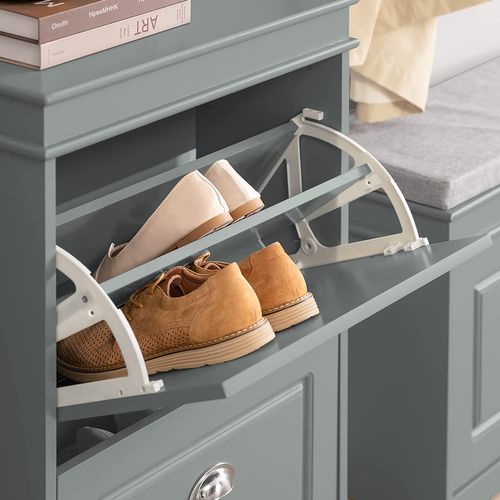 Meuble De Rangement à Chaussures 2 Abattants Meuble D'entrée Coffre Rangement Gris, Fsr78-hg