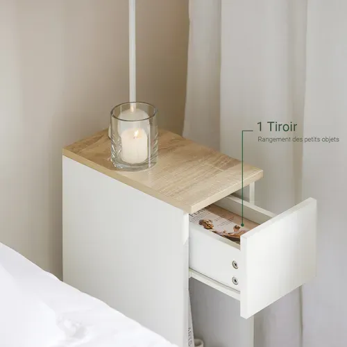 Table De Chevet Table De Nuit Bout De Canapé Table D'appoint Table Basse Avec Tiroir, Fbt111-wn