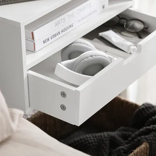 Table De Chevet Murale, Table De Nuit Flottante, Armoire Murale, Étagère Murale, Nkd03-w