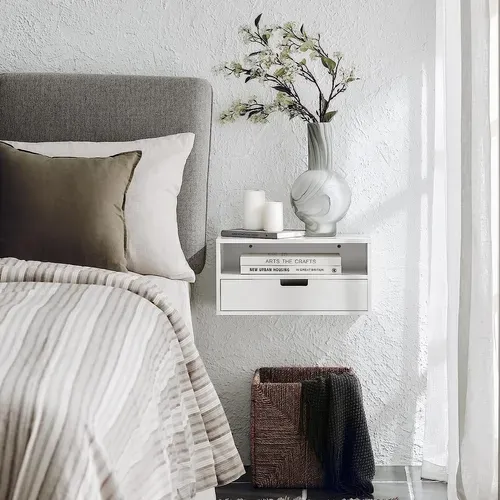 Table De Chevet Murale, Table De Nuit Flottante, Armoire Murale, Étagère Murale, Nkd03-w