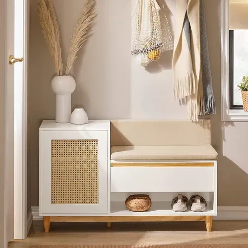 Banc De Rangement à Chaussure Meuble D'entrée Armoire à Chaussures 100x35x60 Cm, Fsr128-w