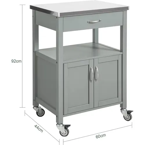 Desserte De Cuisine Roulante, Meuble De Rangement à Roulettes Plateau En Acier Inox, Fkw22-hg