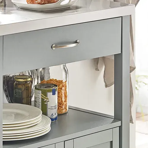 Desserte De Cuisine Roulante, Meuble De Rangement à Roulettes Plateau En Acier Inox, Fkw22-hg