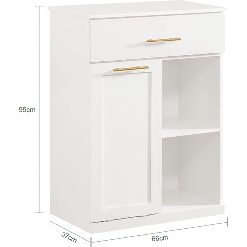 Armoire à Linge Avec Bac à Linge Pliable Meuble Bas Commode Pour Salle De Bain, BZr66-w