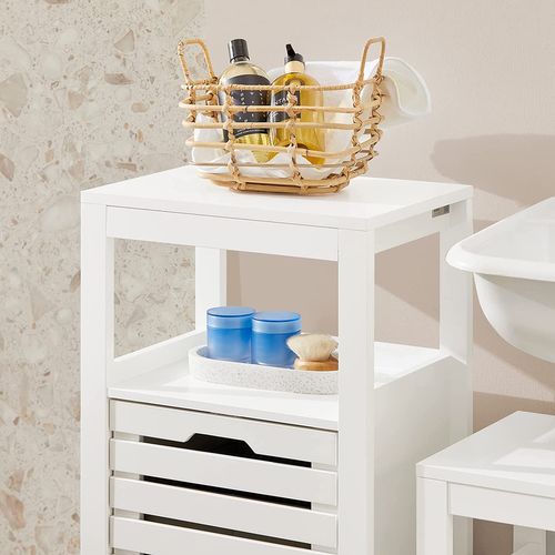 Meuble Bas De Salle De Bain Avec 1 Panier Corbeille à Linge Coffre à Linge, BZr67-w