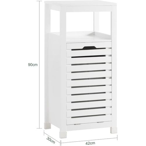 Meuble Bas De Salle De Bain Avec 1 Panier Corbeille à Linge Coffre à Linge, BZr67-w