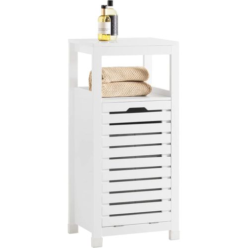 Meuble Bas De Salle De Bain Avec 1 Panier Corbeille à Linge Coffre à Linge, BZr67-w