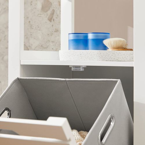 Meuble Bas De Salle De Bain Avec 1 Panier Corbeille à Linge Coffre à Linge, BZr67-w