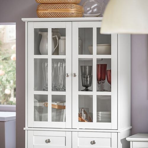 Buffet Haut, Buffet De Cuisine, Meuble De Rangementavec  4 Portes Et 2 Tiroirs, Blanc, Fsb76-w