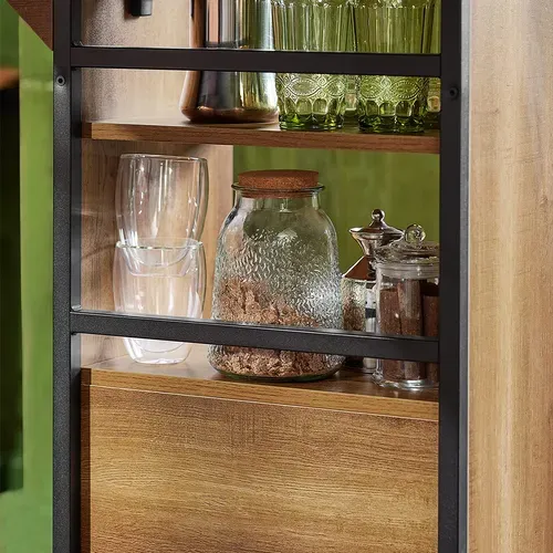 Table Haute De Bar, Mange-debout Avec 1 Plateau Rabattable, 2 Etagères Et 1 Porte