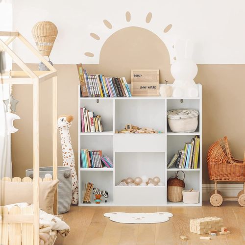 Bibliothèque Pour Enfant Rangement Pour Livres Et Jouets Avec 8 Compartiments, Kmb55-w