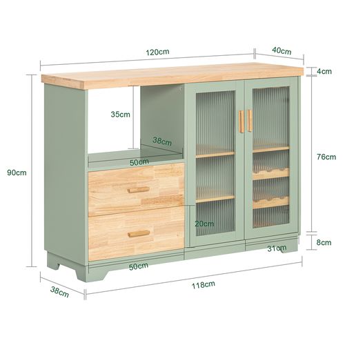 Meuble Micro-ondes, Armoire De Cuisine, Meuble Latéral, 120 X 40 X 90 Cm, Vert, Fsb81-gr