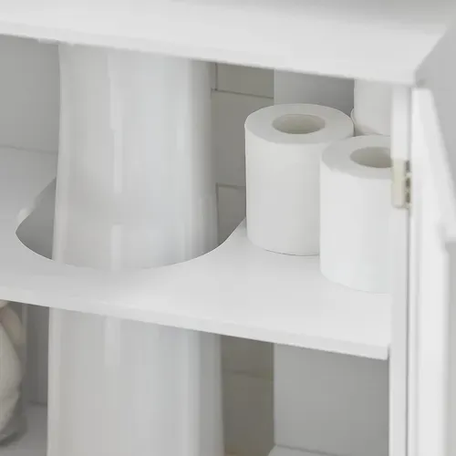 Meuble Sous-lavabo à 2 Étages Et 2 Portes Meuble De Rangement De Salle De Bain, BZr18-ii-w