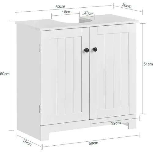Meuble Sous-lavabo à 2 Étages Et 2 Portes Meuble De Rangement De Salle De Bain, BZr18-ii-w