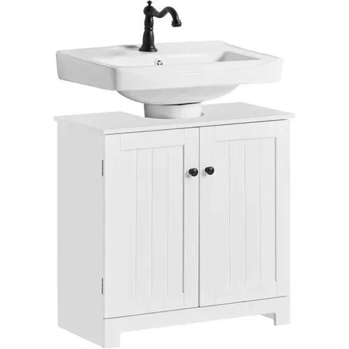 Meuble Sous-lavabo à 2 Étages Et 2 Portes Meuble De Rangement De Salle De Bain, BZr18-ii-w