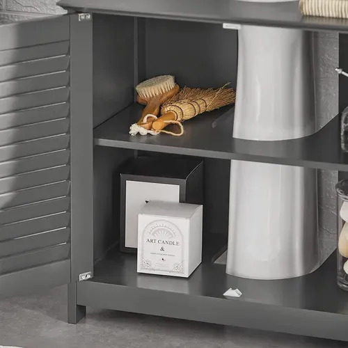 Meuble Sous-lavabo Meuble De Salle De Bain  - 2 Portes Et 2 Étages à L’intérieur -gris, Frg237-ii-dg