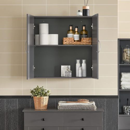 Meuble Haut Armoire De Toilettes Salle De Bain Suspendue 2 Portes Gris, Frg231-dg