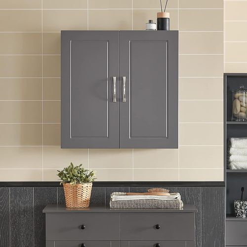 Meuble Haut Armoire De Toilettes Salle De Bain Suspendue 2 Portes Gris, Frg231-dg