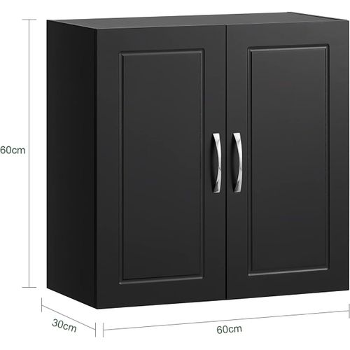 Meuble Haut Armoire De Toilettes Salle De Bain Suspendue 2 Portes Noir, Frg231-sch