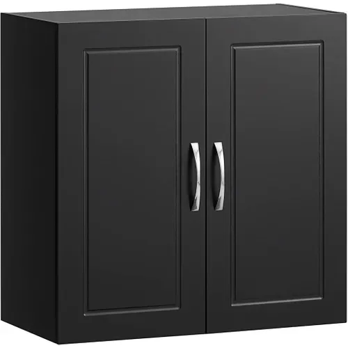 Meuble Haut Armoire De Toilettes Salle De Bain Suspendue 2 Portes Noir, Frg231-sch
