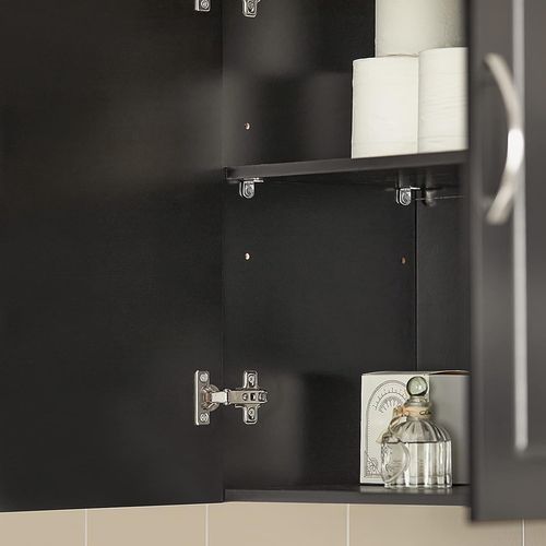 Meuble Haut Armoire De Toilettes Salle De Bain Suspendue 2 Portes Noir, Frg231-sch