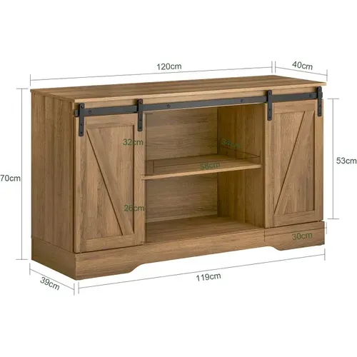 Commode Meuble Bas Buffet Avec Porte De Grange Coulissante Armoire à Chaussures , Fsb60-br