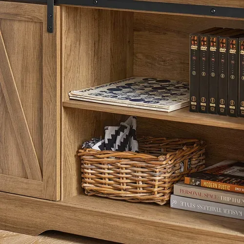 Commode Meuble Bas Buffet Avec Porte De Grange Coulissante Armoire à Chaussures , Fsb60-br
