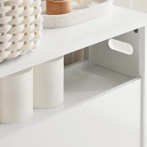 Meuble De Rangement Salle De Bain Étroit, Support Papier Toilette Avec 2 Paniers Amovibles, BZr83-w