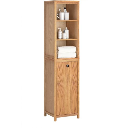 Meuble Colonne De Salle De Bain Avec 1 Panier à Linge Et 3 Étagères, BZr95-n