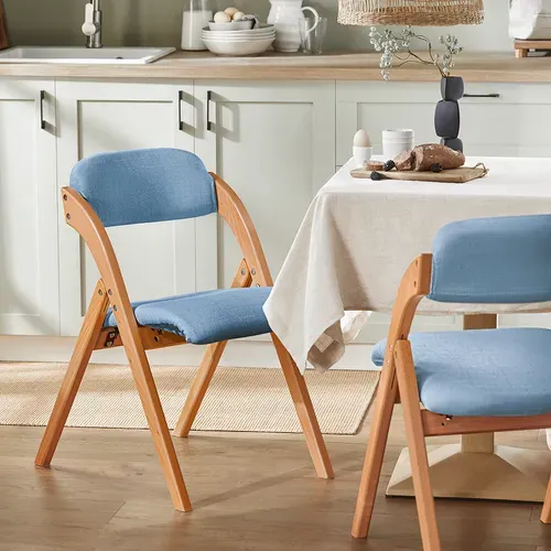 Chaise Pliante En Bois Avec Assise Et Dossier Rembourrés Fauteuil Chaise, Fst92-bl