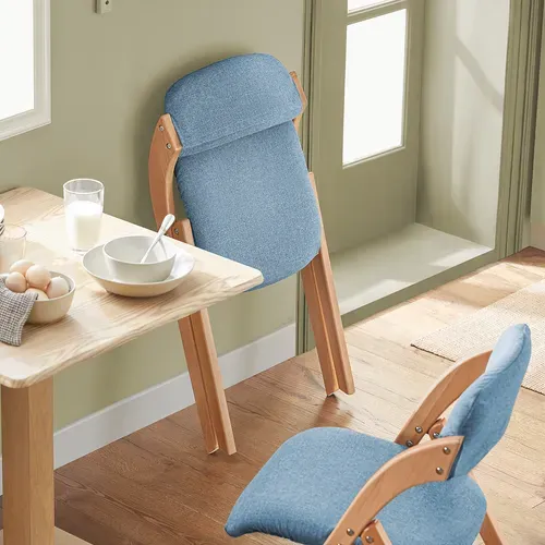 Chaise Pliante En Bois Avec Assise Et Dossier Rembourrés Fauteuil Chaise, Fst92-bl