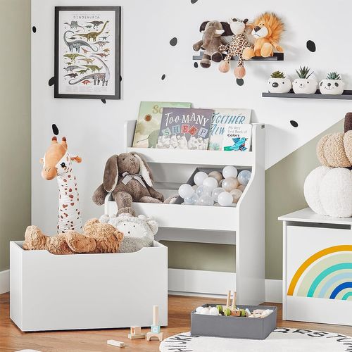 Étagère De Rangement Pour Chambre D’enfants Avec 2 Paniers Et 1 Compartiment à Roulettes, Kmb71-w