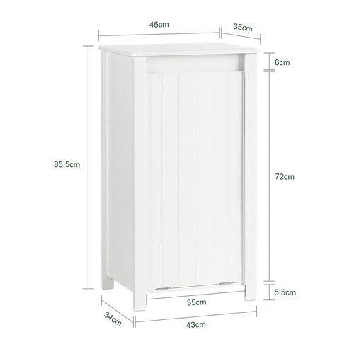 Armoire à Linge, Corbeille à Linge, Meuble Bas De Salle De Bain Avec 1 Panier, Blanc, BZr100-w