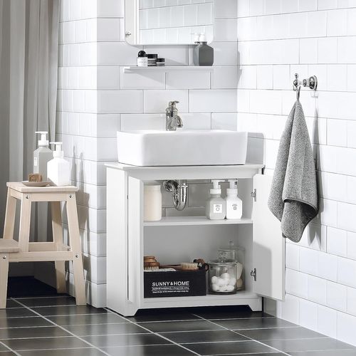 Meuble Sous Lavabo De Salle De Bain, Meuble Évier De Cuisine Avec 2 Portes, BZr108-w