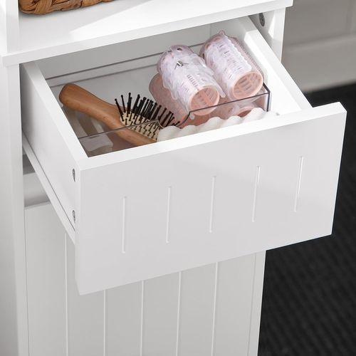 Meuble Colonne De Salle De Bain Armoire Haute Avec 2 Portes Et 1 Tiror Et 1 Compartiment, BZr109-w
