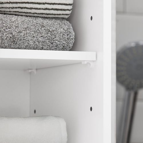 Meuble Colonne De Salle De Bain Armoire Haute Avec 2 Portes Et 1 Tiror Et 1 Compartiment, BZr109-w
