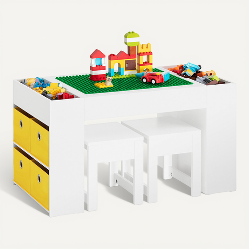 Ensemble De Table De Construction Enfant Avec 2 Tabourets, Kmb75-w