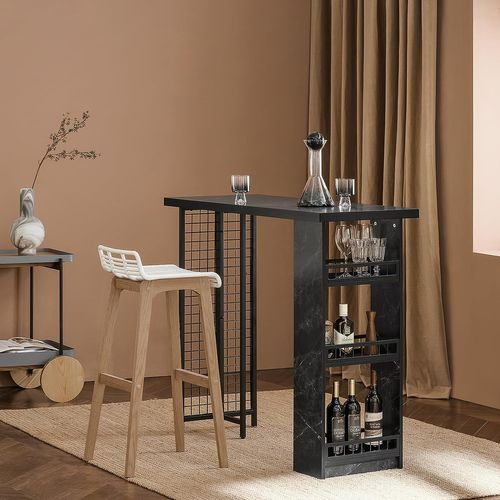 Table De Bar Design, Table Bistrot Avec 3 Étagères, Table Haute De Cuisine Avec Surfaces, Fwt100-sch