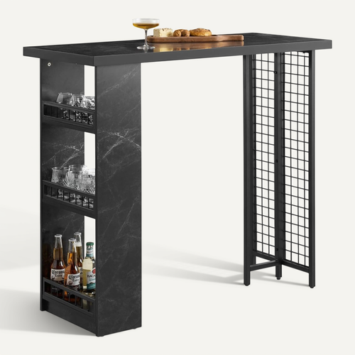 Table De Bar Design, Table Bistrot Avec 3 Étagères, Table Haute De Cuisine Avec Surfaces, Fwt100-sch