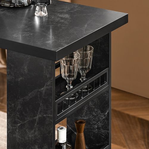 Table De Bar Design, Table Bistrot Avec 3 Étagères, Table Haute De Cuisine Avec Surfaces, Fwt100-sch