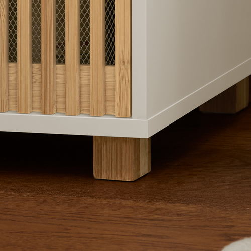 Meuble Colonne Armoire De Salle De Bain Avec 2 Portes, 1 Compartiment, Blanc-naturel, BZr127-w