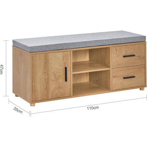 Banc De Rangement à Chaussure Avec Coussin Rembourré 2 Compartiments 1 Porte Et 2 Tiroirs, Fsr148-n