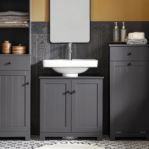 Meuble Sous-lavabo à 2 Étages Et 2 Portes Meuble De Rangement De Salle De Bain, BZr18-ii-dg