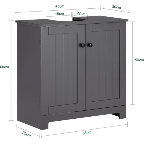 Meuble Sous-lavabo à 2 Étages Et 2 Portes Meuble De Rangement De Salle De Bain, BZr18-ii-dg