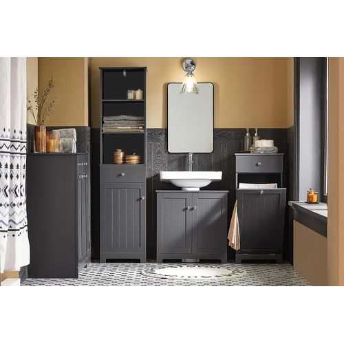 Meuble Sous-lavabo à 2 Étages Et 2 Portes Meuble De Rangement De Salle De Bain, BZr18-ii-dg